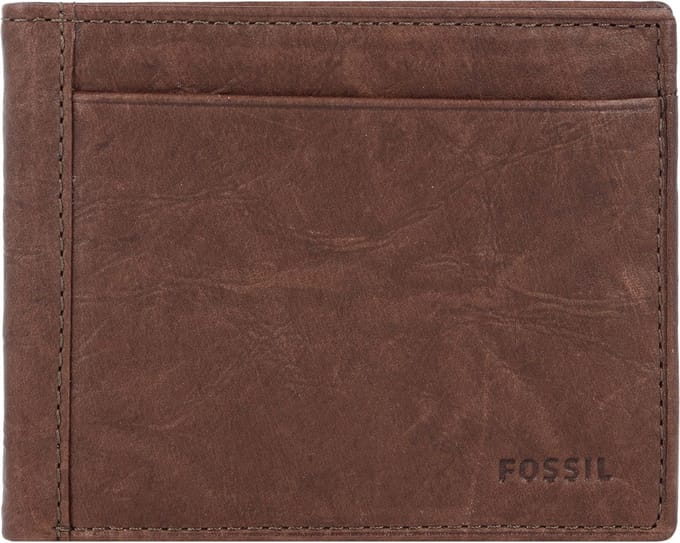 FOSSIL Leren Kaarthouder Neel Bifold With Flip ID Brown Bruine