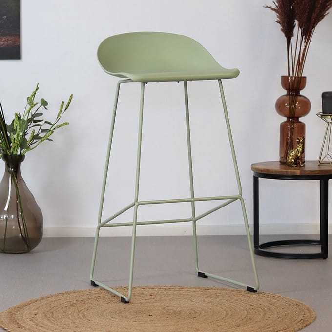 Livin24 Barkruk Ellen groen Scandinavisch design 76 cm - barstoel