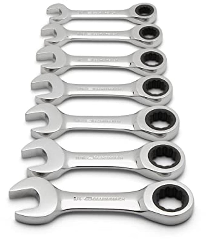 12 Pt. Stubby Ratcheting Combinatiesleutel Set - 7 Stuks - SAE