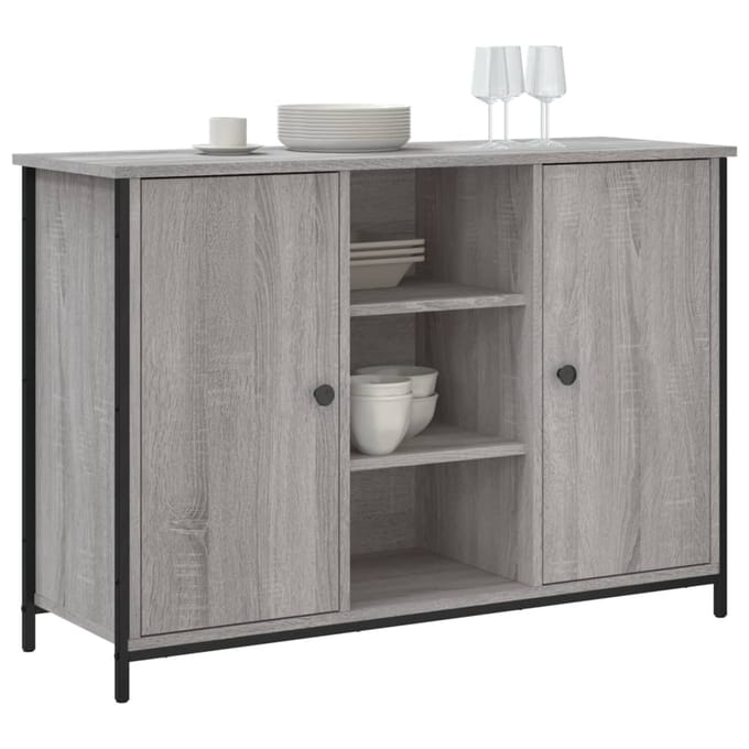 vidaXL - Dressoir - 100x35x70 - cm - bewerkt - hout - grijs - sonoma