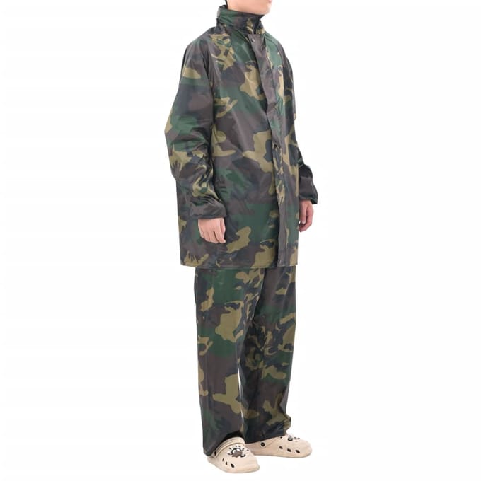 vidaXL - Regenpak - 2-delig - met - capuchon - (heren - / - camouflage - / - maat - L)