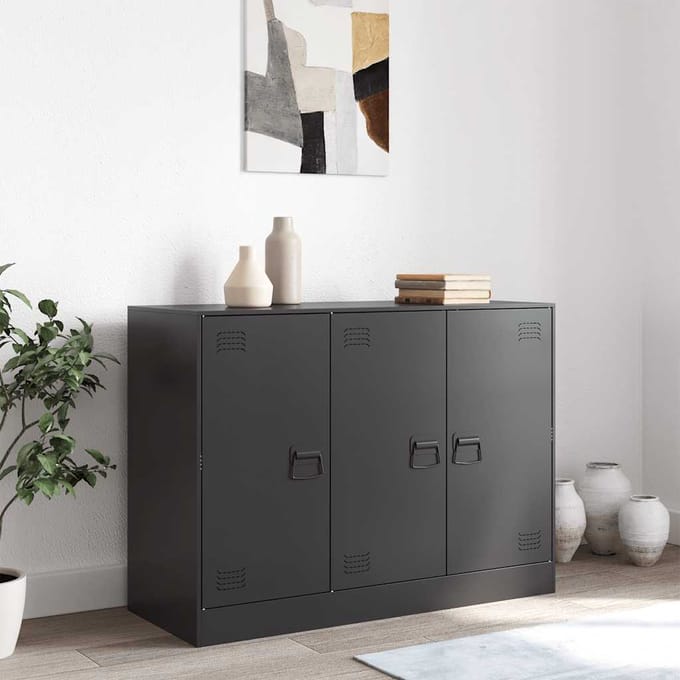 vidaXL - Dressoir - 99x39x73 - cm - staal - zwart