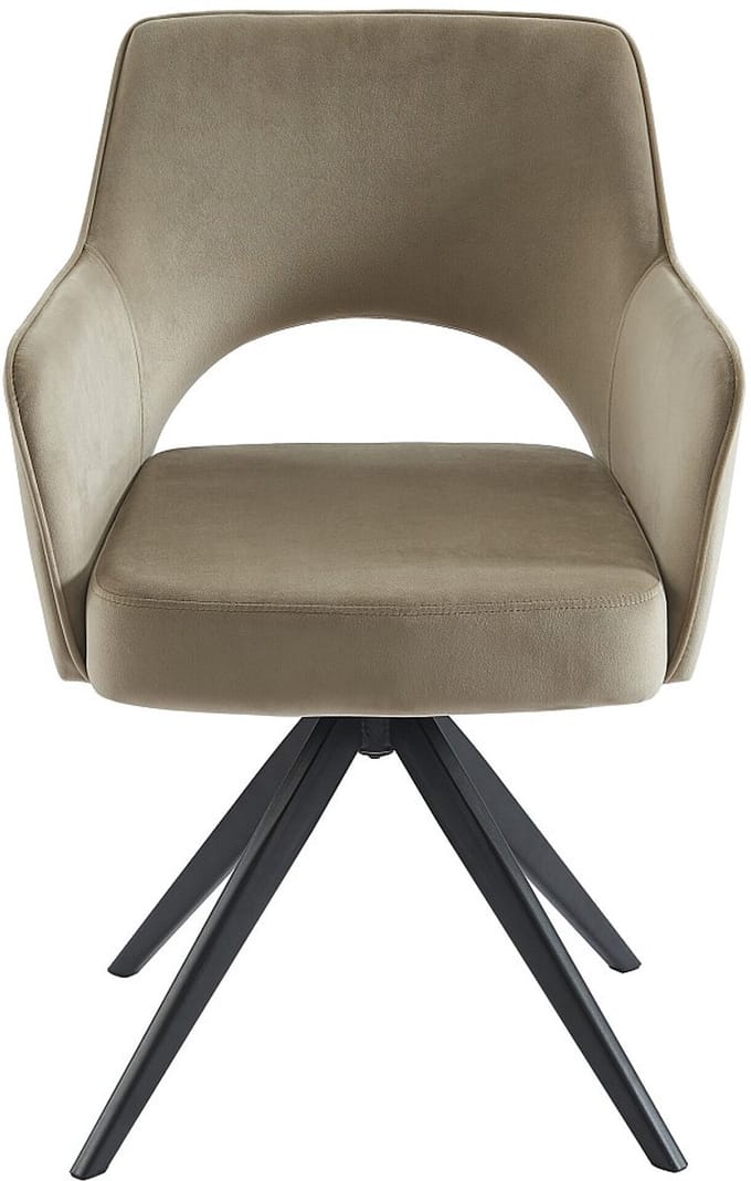 Vente-unique Draaistoel met armleuningen van fluweel en zwart metaal - Beige - KONYA