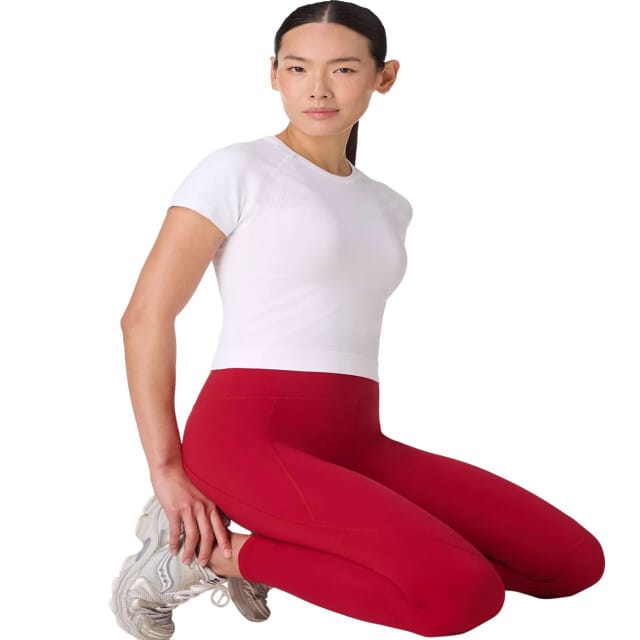 Sweaty Betty Athlete Crop Seamless Workout T-Shirt WIT - Maat S