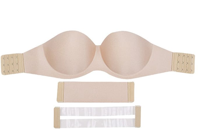 ATTREZZO® Strapless Push up BH - Variabel 70D tot 80D - Open rug - Beige
