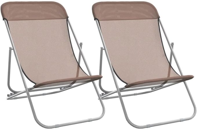 Opvouwbare strandstoelen Set van 2 - Tuinstoelen met Stalen Frame - Bruin