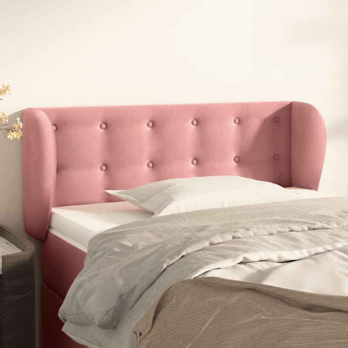 vidaXL - Hoofdbord - met - randen - 103x23x78/88 - cm - fluweel - roze