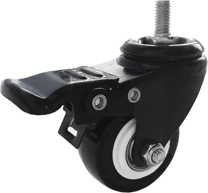 2 Inch M8 15mm Lockable Swivel Casters - Set of 4 Heavy Duty Polyurethane Wheels