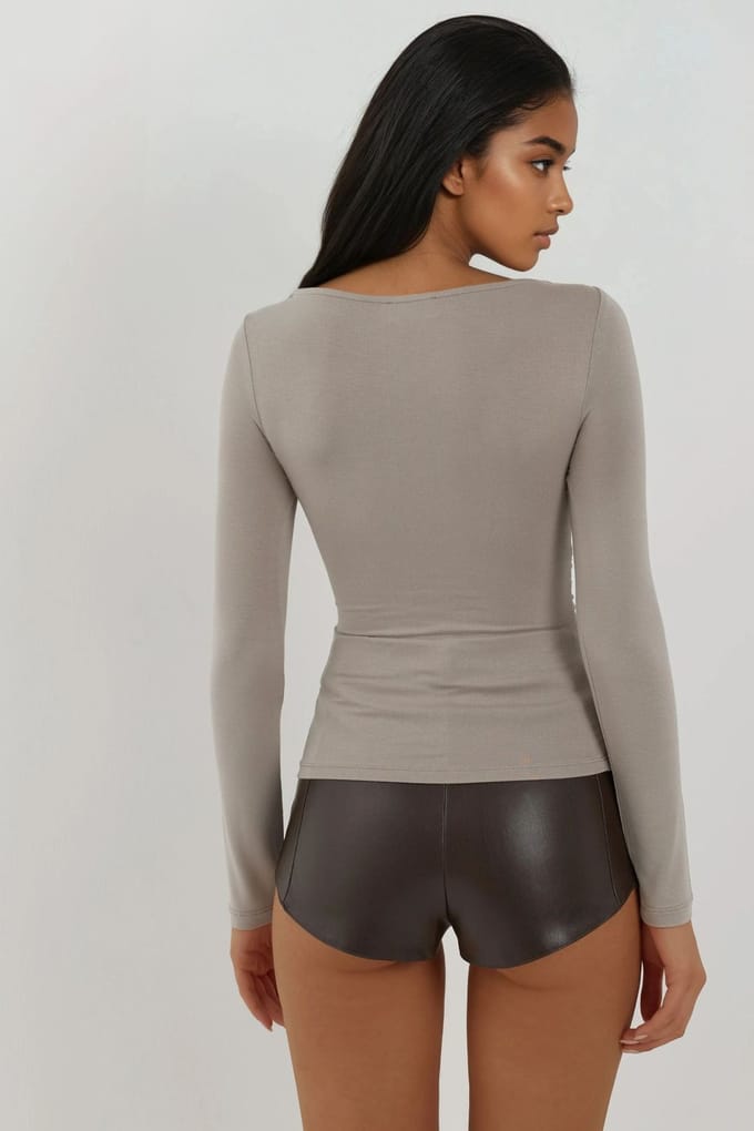 Zachte Lange Mouwen Fitted Top