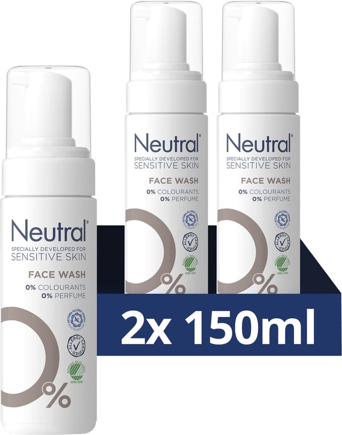 Neutral 0% Face Wash - Parfumvrije - bevat 0% parfum en 0% kleurstof - 2 x 150 ml