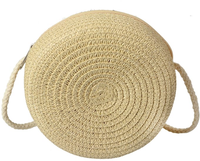 Clayre & Eef Handtas Ø 14x8 cm Beige Papierstro