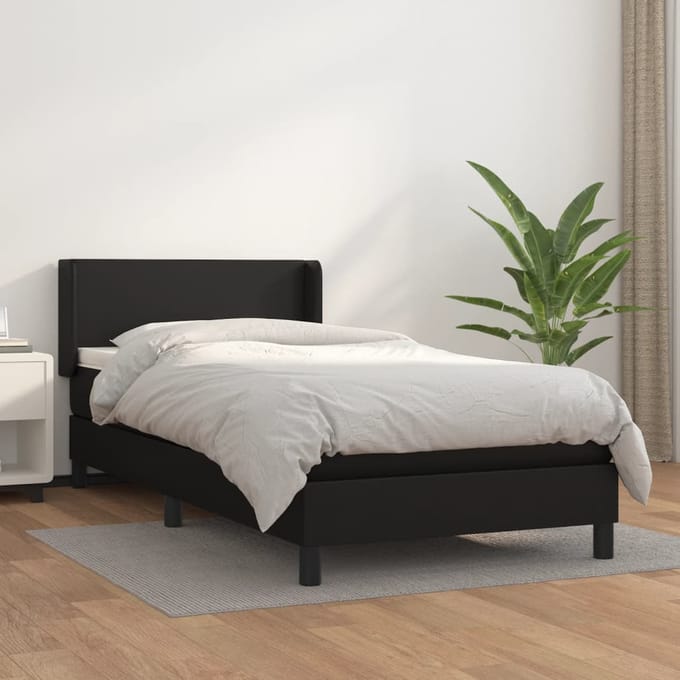 vidaXL - Boxspring - met - matras - kunstleer - zwart - 90x190 - cm