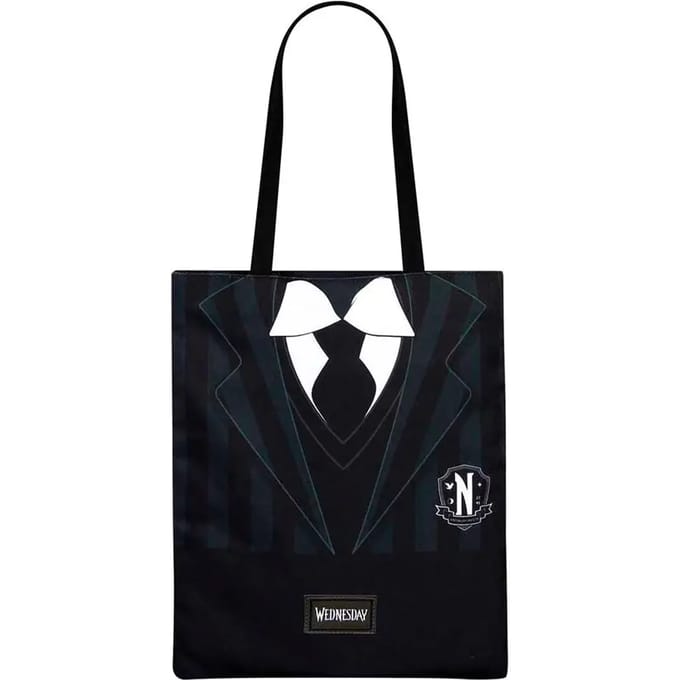 Karactermania - Wednesday - Uniform - Boodschappentas met rits - Shopper - Schoudertas - Handtas- Shopper - zwart