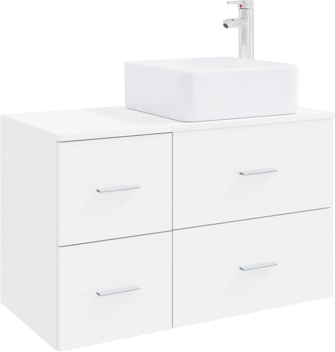 vidaXL - Badkamermeubel - Set - 2 - st - Wit - Bewerkt - hout