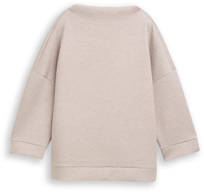 Tom Tailor - Boxy fit sweatshirt met opstaande kraag - Maat L - dark clouds grey melange