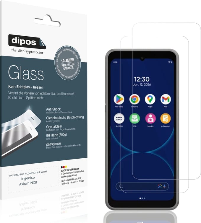 dipos – 2x Pantserfolie geschikt voor Ingenico Axium NX8 | 9H Screenprotector