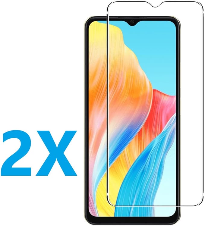 Screenprotector Glas - Tempered Glass Screen Protector Geschikt voor: Oppo A38 - 2x
