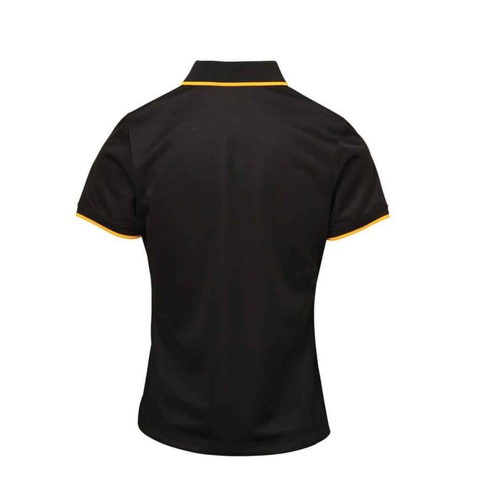 Premier Dames/Dames Coolchecker Contrast Poloshirt (Zwart/Zonnebloem)