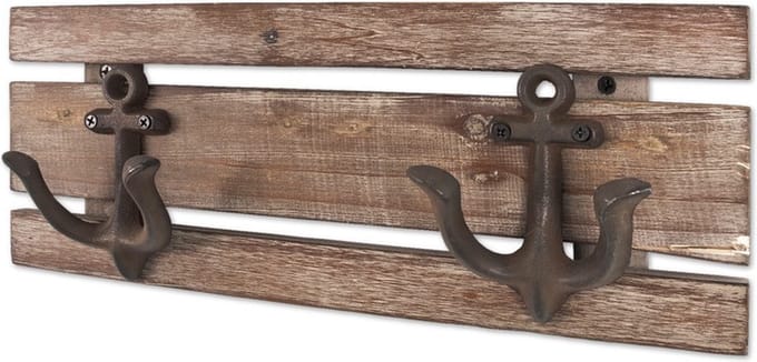Wandkapstok – Bruin MDF met ankerdesign – 36x7x14 cm – Compact maritiem design