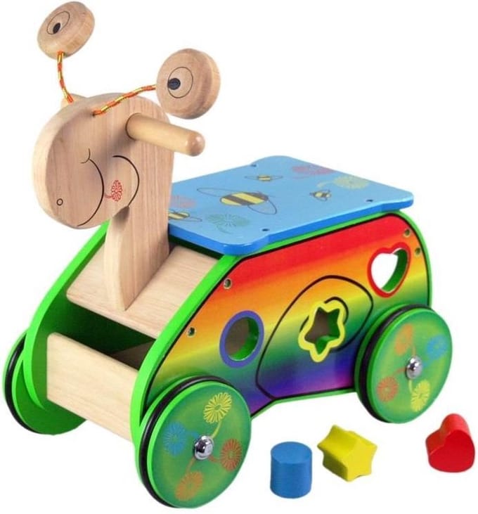 Houten Loop en Sorteerwagen Slak