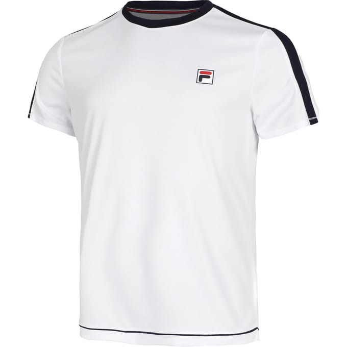 Fila Elias T-shirt Heren-Wit,Donkerblauw