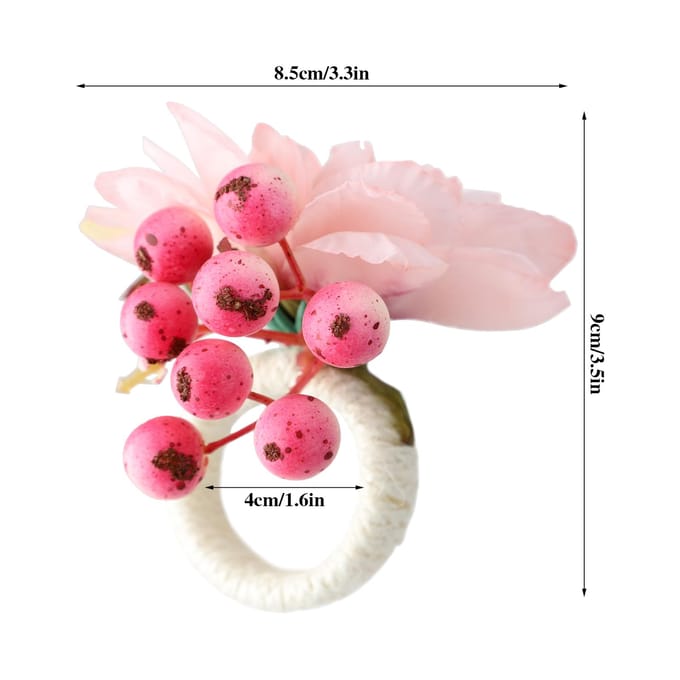 12 Pièces Serviette Fruit Rouge Fleurs Rouges Plus Lisse Robuste Élégant Anneau de Serviette Fleur pour Noël Halloween Type 3