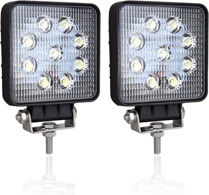 2x Vierkante LED Werklamp 27W Wit - 12V/24V Schijnwerper voor Auto, Vrachtwagen & Offroad