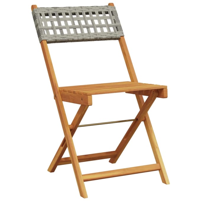 vidaXL - Opklapbare - stoelen, - 4 - stuks, - grijs, - van - polyrotan - en - massief - hout.