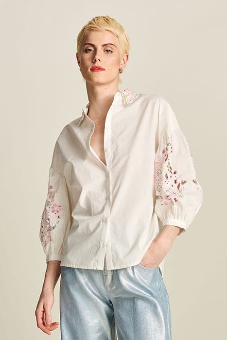 POM Amsterdam Blouse - Embroidery Blooming Ecru White Taglia: 34 | Magliette intime Outlet | Donna | Marrone