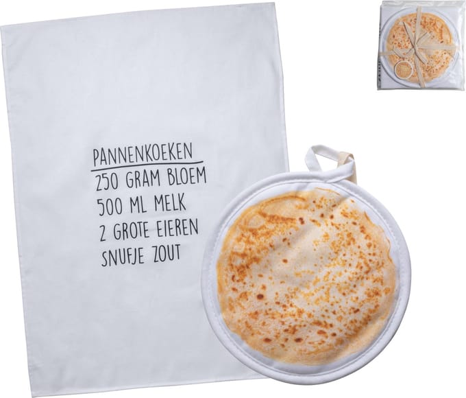Gusta - Theedoek - Pannenlap - Wit met Print