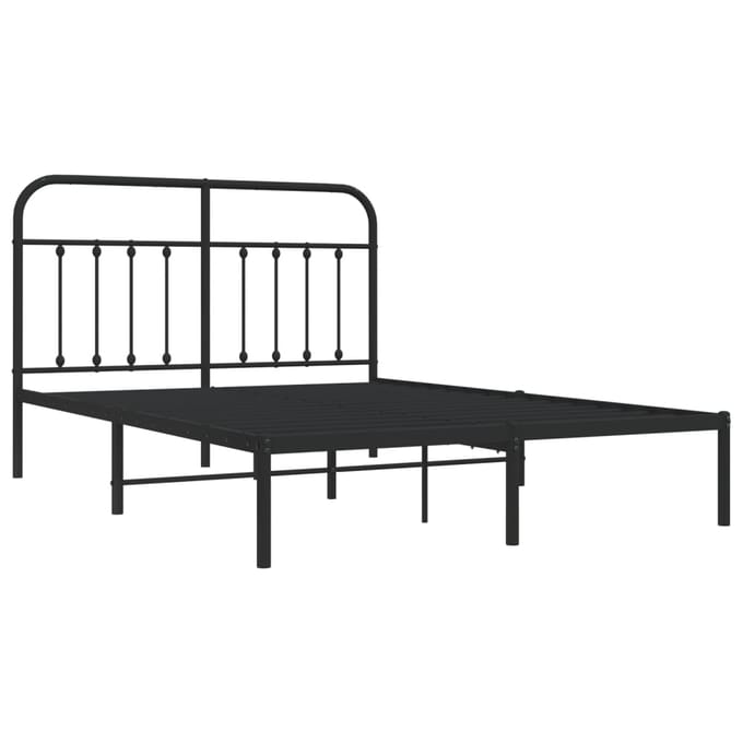 vidaXL - Bedframe - met - hoofdbord - metaal - zwart - 140x190 - cm