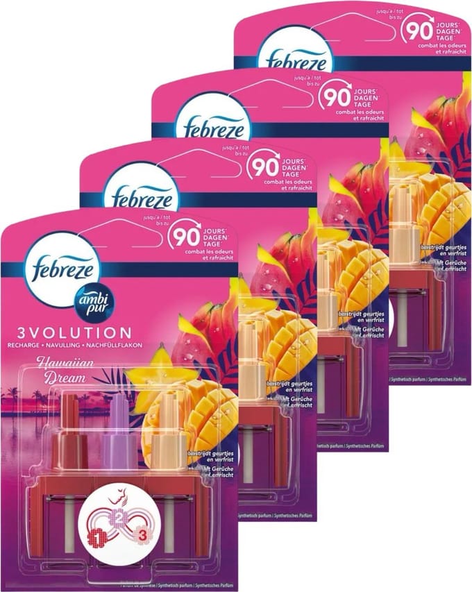 Ambi Pur Luchtverfrisser navulling 3Volution Exotische vruchten - 4 x 20 ml (2x2)