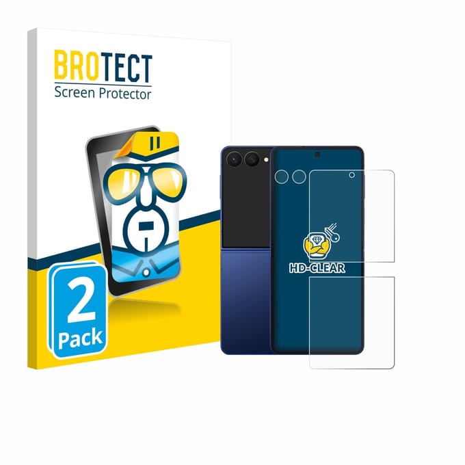 BROTECT - Screenprotector voor Samsung Galaxy Z Flip 7 (Voor+Camera) - Folie Beschermfolie transparant 2 Stuks
