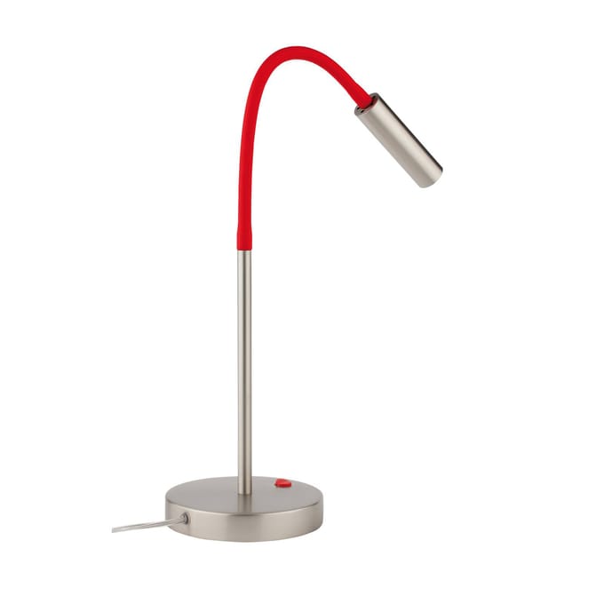 Busch LED tafellamp Rocco, nikkel mat flexibele arm rood