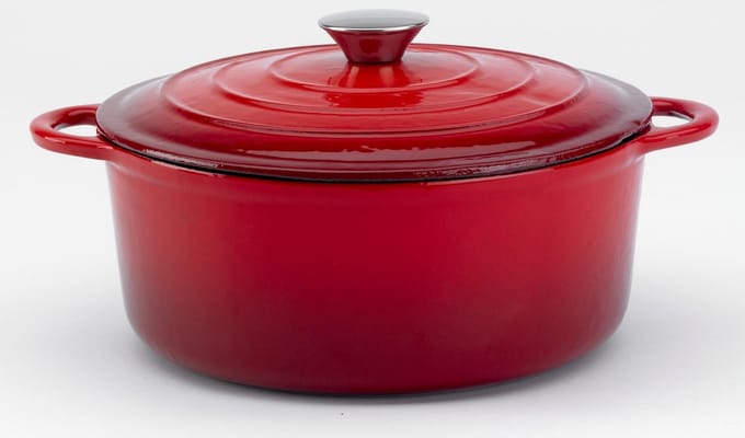 Relance Le beausette braadpan met druppeldeksel - Ø 24 cm - gietijzer - rood