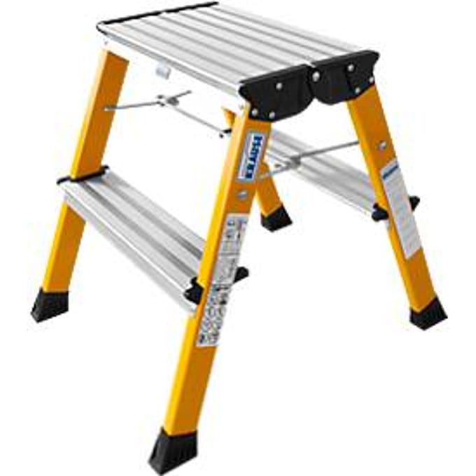 Rolly dubbele inklapbare trap, 2 x 2 treden, geel