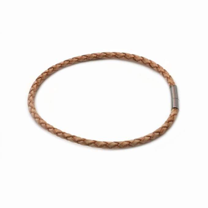 Leren armband 2mm cognac - 20cm