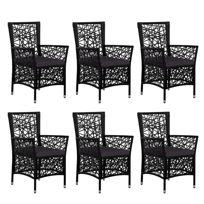vidaXL - 7-delige - Tuinset - poly - rattan - zwart