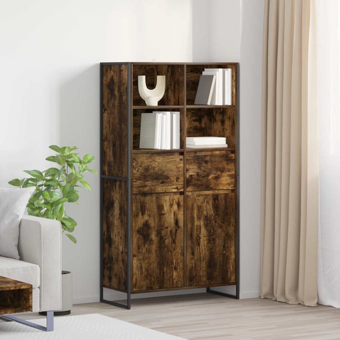 vidaXL - Dressoir - Rook - Eik - 81 - x - 36 - x - 150.5 - cm - Bewerkt - hout