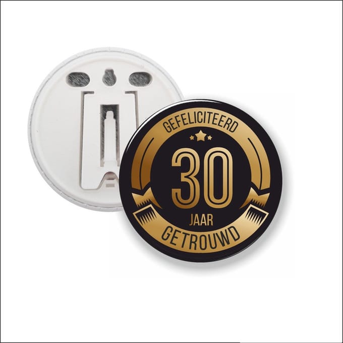 Button Met Clip 58 MM - Gefeliciteerd 30 Jaar Getrouwd