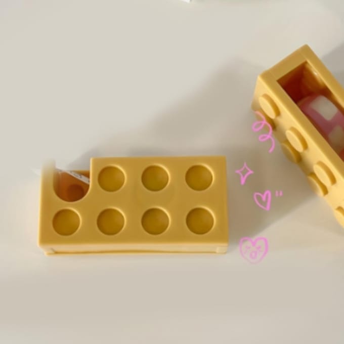 Tapedispenser Schattige Bouwsteen Vorm Gemakkelijk Snijden Bureau Tapehouder voor School Kantoor Studeerkamer geel
