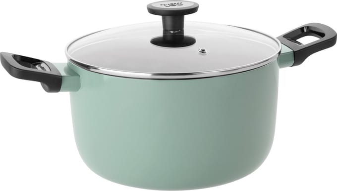 LEO Kookpot antikleef met deksel Sage - Ø 24x14cm - Groen - PFAS-vrij
