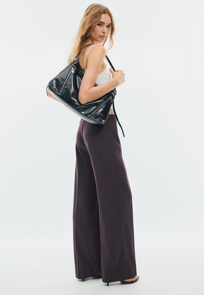 Stradivarius Slim fit rechte broek  Donkerpurper 32