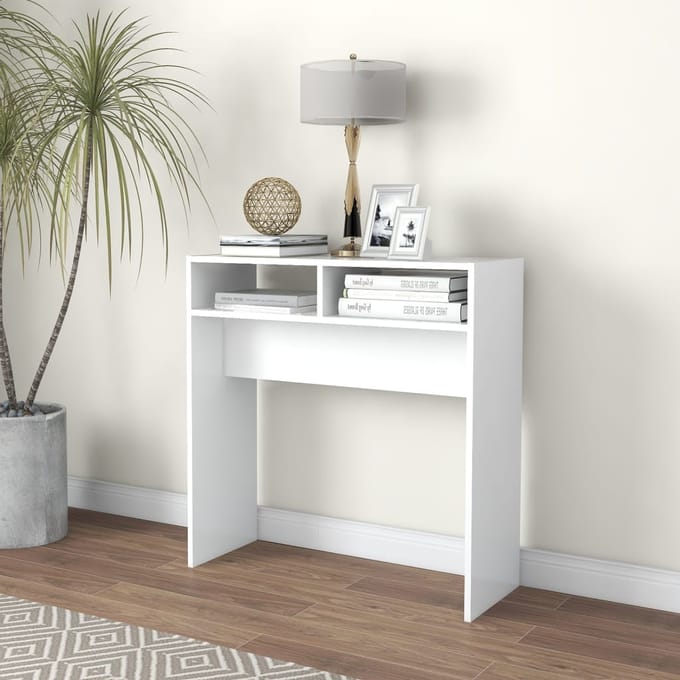 vidaXL - Wandtafel - 78x30x80 - cm - bewerkt - hout - wit