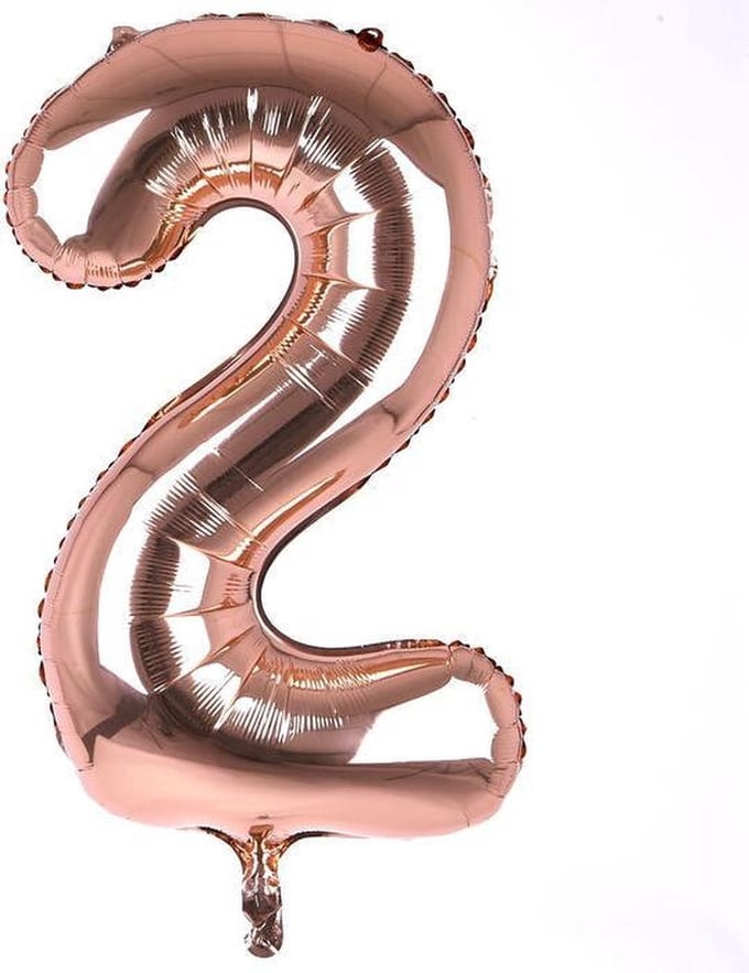 New Age Devi - Feestelijke Ballonnen - Cijfer - Rose Goud - Cijfer 2 - Extra Groot 80cm