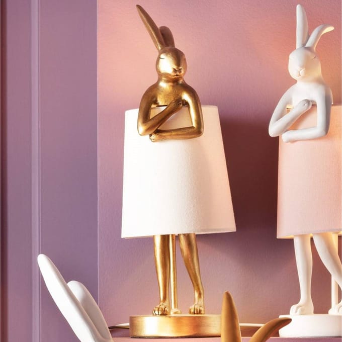 Kare Design - Tafellamp Animal Rabbit - goud/wit - small - H 50 cm