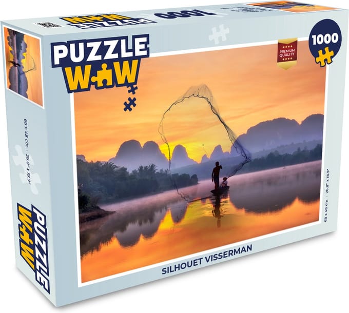 Puzzel Silhouet visserman - Legpuzzel - Puzzel 1000 stukjes volwassenen