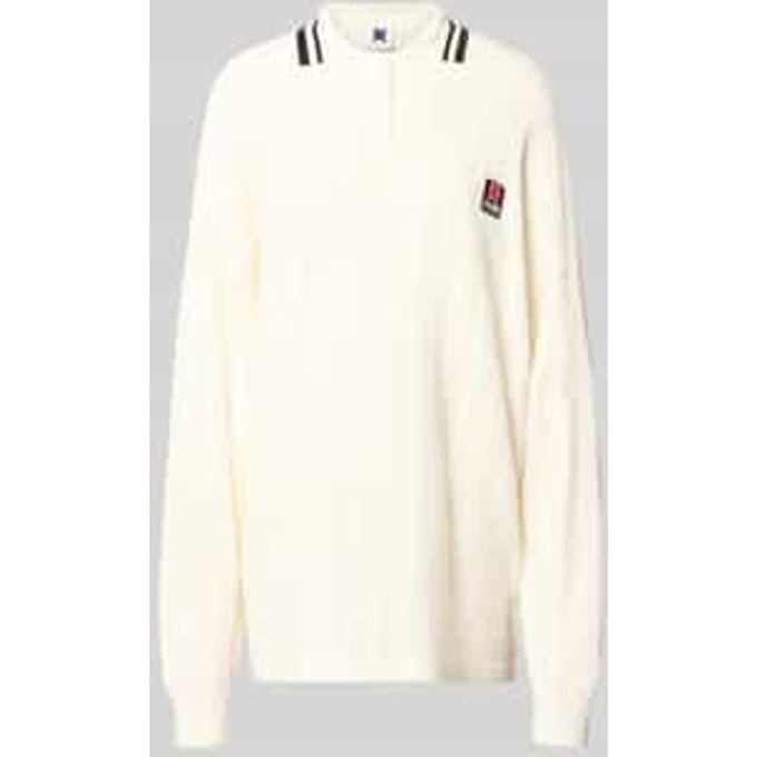 Oversized shirt met lange mouwen in tricotlook met polokraag