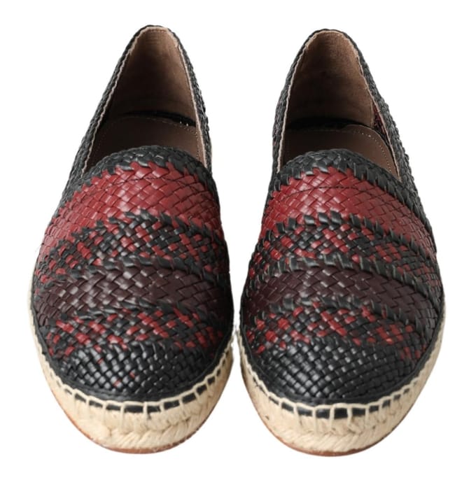 Dolce & Gabbana Zwarte Bordeaux Buffelleer Espadrilleschoenen