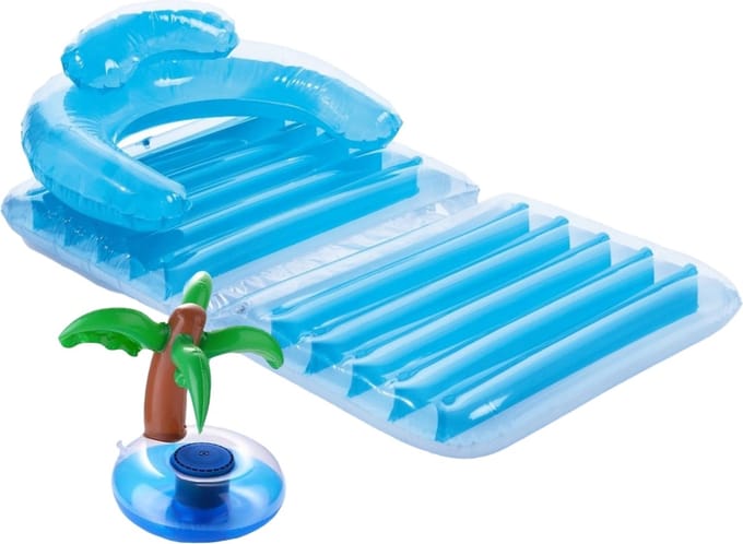 Opblaasbare ligstoel - Lounge Chair Luchtbed - Incl. Zwembad Palmboom Bluetoothspeaker